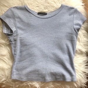 BRANDY MELVILLE BLUE AND WHITE STRIPED TEE